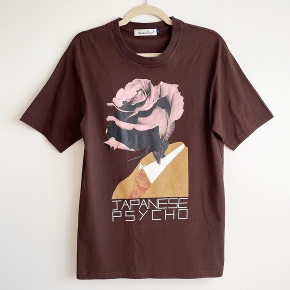 UNDERCOVER Japanese Psycho rose graphic tee shirt size 2 chocolate brown cotton - Picture 2 of 8
